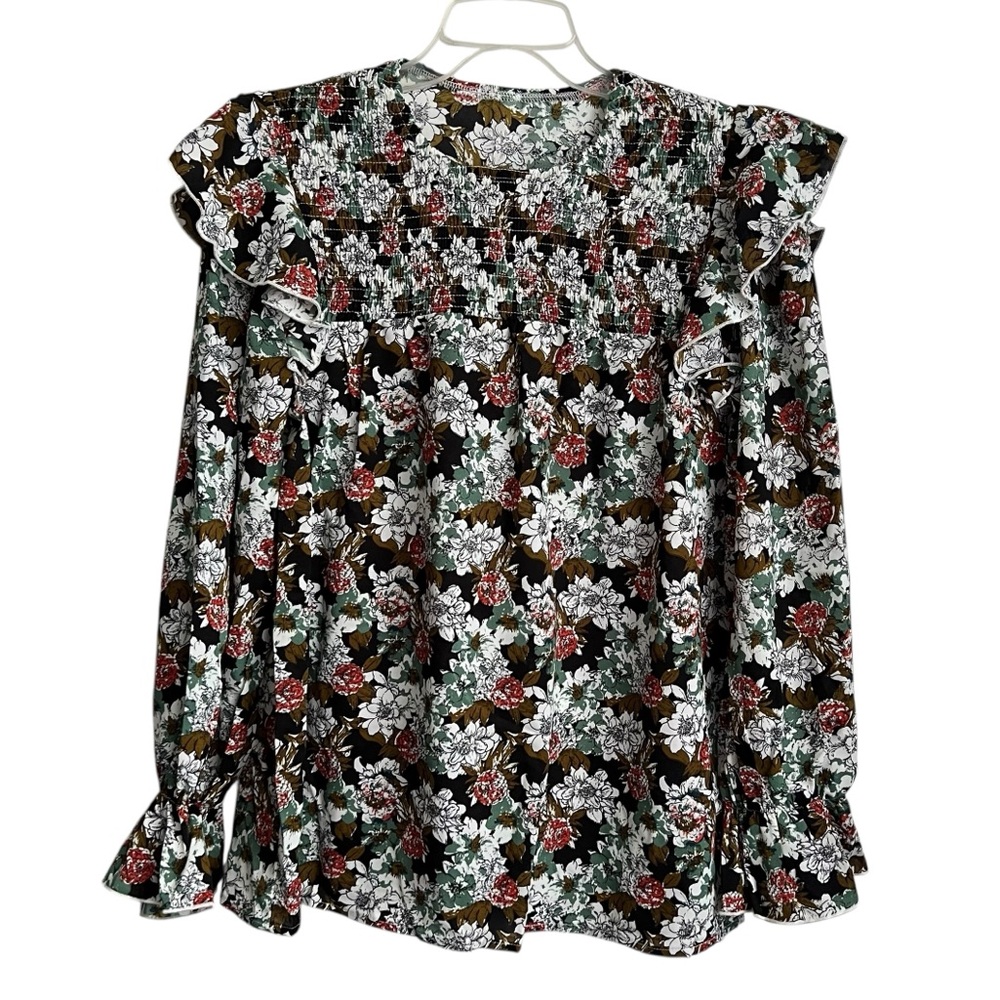 Cupshe NWT Multicolored Floral Print‎ Ruffled Lightweight Blouse - M